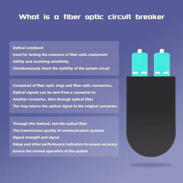 Alt view image 5 of 7 - SC/UPC Fiber Loopback Adapter Tester, OM3 Multimode Duplex - 50/125m Fiber Optic Loopback Cable,Fiber Optic Cable Test Plug for Testing Applications