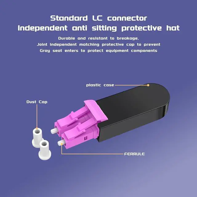 Alt view image 4 of 7 - LC/UPC Fiber Optic Loopback Adapter Tester Multimode Duplex 50/125m OM4 Loopback Plug Standard LC Connector Loopback Adapter/Test Plug, for Fibre Optic Networks Fibre Optic Cable Testing (2 pack)