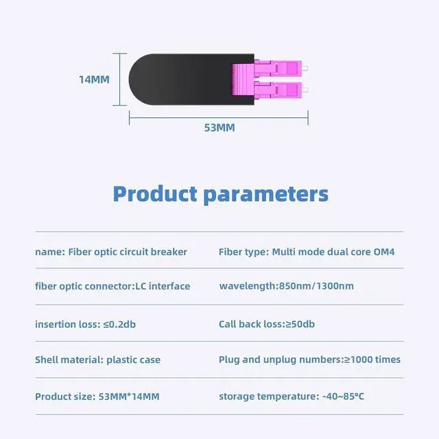 Alt view image 2 of 7 - LC/UPC Fiber Optic Loopback Adapter Tester Multimode Duplex 50/125m OM4 Loopback Plug Standard LC Connector Loopback Adapter/Test Plug, for Fibre Optic Networks Fibre Optic Cable Testing (2 pack)