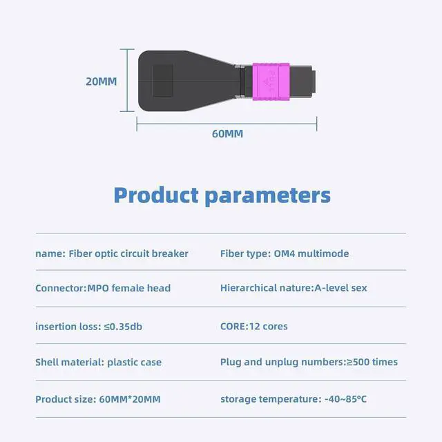 Alt view image 2 of 7 - OM4 Multimode MPO Female Fiber Optic Loopback Test Cable, MPO/UPC 12 Core Fiber Loopback Tester Cable, Duplex 50/125m, Ideal for 40G 100G Networks and QSFP Testing