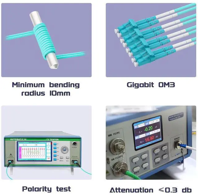 Alt view image 5 of 7 - OM4 8 Cores MPO-LC Connector Optical Fiber Patch Cord 50/125 Multimode Fan-Out Jumper Female to Female Type B 40G/100G