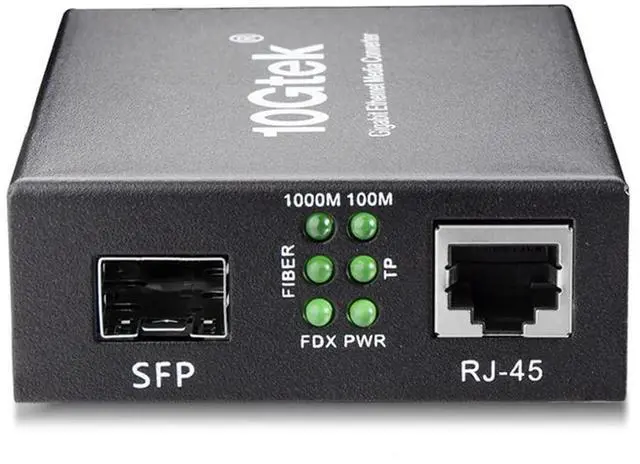 Main image of Fiber to Ethernet Media Converter, Gigabit SFP to RJ45 Fiber Converter,Support Multimode and Single Mode SFP Modules, 10/100/1000M RJ45, Auto-Negotiation