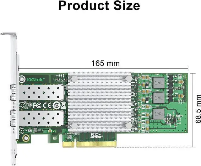Alt view image 2 of 4 - 10Gtek 10Gb PCI-E NIC Network Card, with Broadcom BCM57810S Chipset, Dual SFP+ Port, PCI Express Ethernet LAN Adapter Support Windows Server/Windows/Linux/VMware