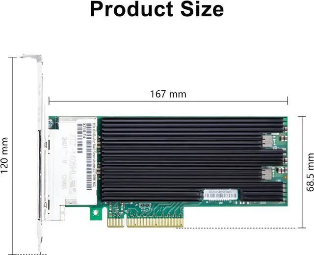 Alt view image 3 of 6 - 10Gtek XL710-T4 CNA, 4 Ports 10GBase-T NIC,Assembly by Intel XL710BM1 Controller