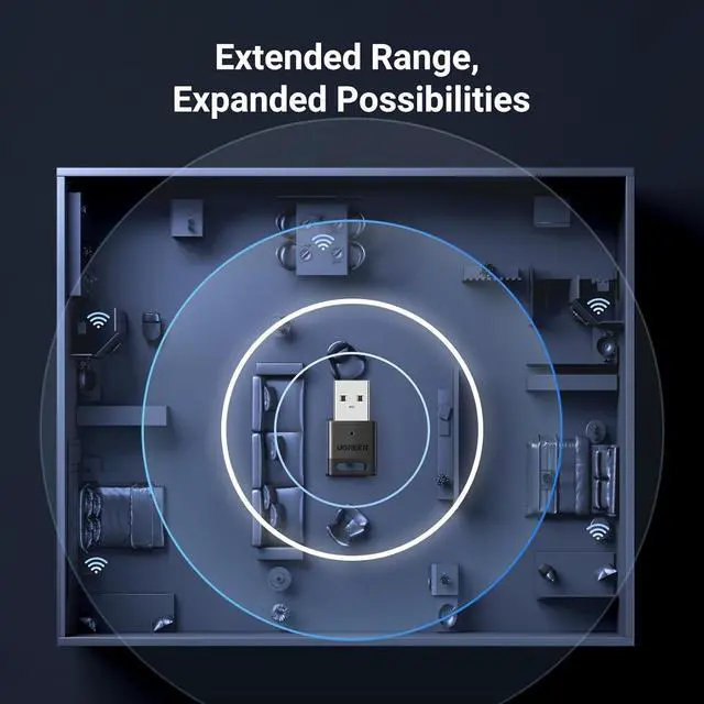 Alt view image 6 of 7 - UGREEN USB Bluetooth 5.3 Adapter for PC, Plug & Play for Windows 11/10/8.1, Bluetooth Receiver & Transmitter for Keyboard/Mouse/Headphone/Speakers/Printer