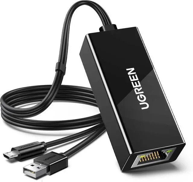 Main image of UGREEN Ethernet Adapter for Fire TV Stick, Micro USB to Ethernet Adapter with 3.3 ft Cable & Power Cord, Compatible for Fire Stick Basic/2nd/4k/Lite, Chromecast 1/2/3/Ultra/Audio, Plug & Play, 100Mbps