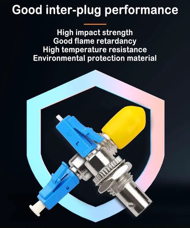 Alt view image 5 of 7 - 10 Pack Singlemode LC/UPC Male to ST/UPC Female Fiber Optic Adapter Connector Hybrid Optical Adapter/Coupler, Flange-Type Adapter