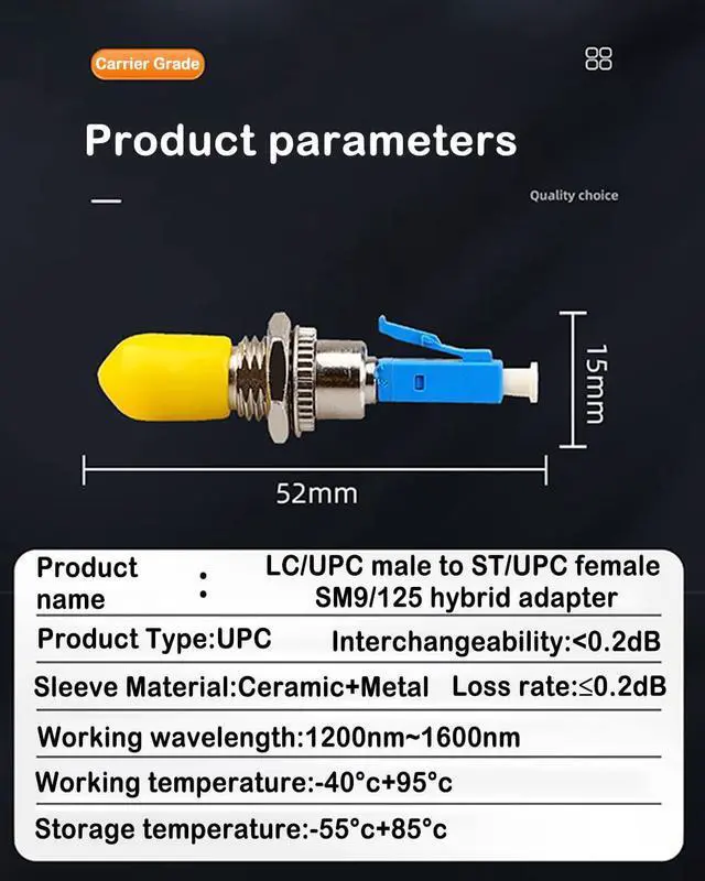Alt view image 6 of 7 - 10 Pack Singlemode LC/UPC Male to ST/UPC Female Fiber Optic Adapter Connector Hybrid Optical Adapter/Coupler, Flange-Type Adapter
