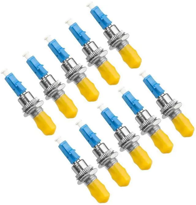 Main image of 10 Pack Singlemode LC/UPC Male to ST/UPC Female Fiber Optic Adapter Connector Hybrid Optical Adapter/Coupler, Flange-Type Adapter