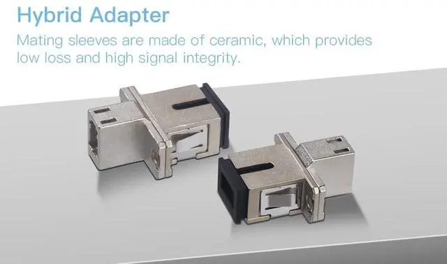 Alt view image 3 of 7 - 2 Pack SC to LC Female to Female Fiber Optic Adapter Connector Hybrid Simplex Multimode/Singlemode Optical Adapter, Flange-Type Adapter