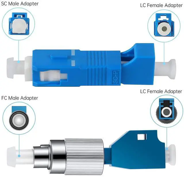 Alt view image 4 of 6 - 3Pcs Singlemode FC Male to LC Female Adapter & 3Pcs SC/UPC Male to LC/UPC Female Adapter Fiber Optic Connector, FTTH Adaptor for Visual Fault Locator 9/125um Optical Adapter for VFL
