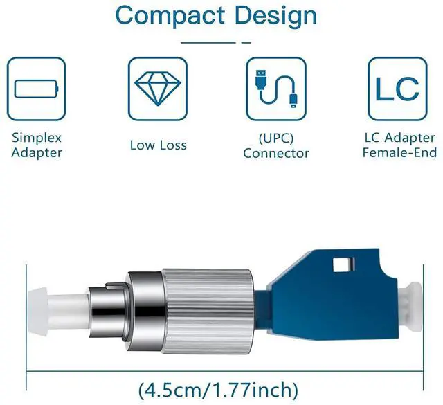 Alt view image 5 of 6 - 2 Pack FC Male to LC Female Adapter Fiber Optic Connector FTTH Adaptor Convertor for Visual Fault Locator Single Mode 9/125um Optical Adapter for VFL