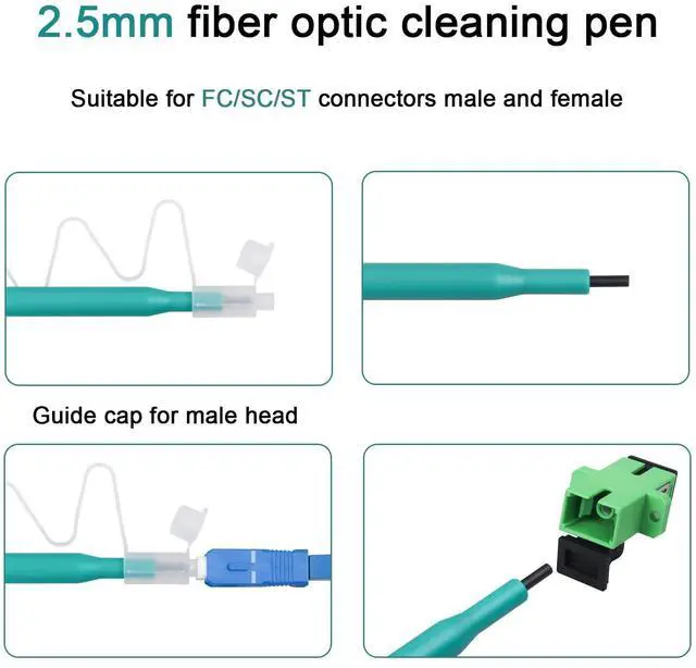 Alt view image 4 of 4 - 2 Pack Fiber Cleaner Fiber Optic Tools Cleaning Pen for 2.5mm SC & FC & ST Connector - Optical Connector Cleaner Over 800 Cleans Fiber Endface Cleans & Optical Connector Cleans