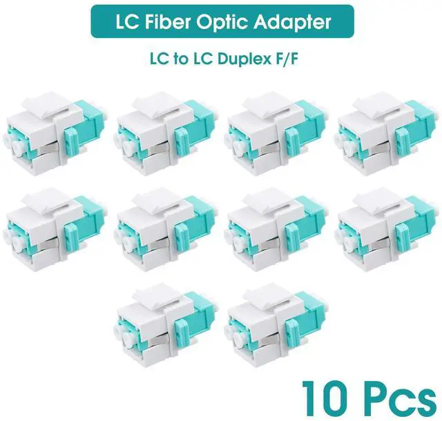 Alt view image 2 of 4 - 10-Pack LC/OM3 Fiber Optic Coupler Keystone Jack Modular for Patch Panels and Wall Plates Fiber Optic Cable Adapter LC Duplex Multimode