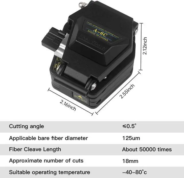 Alt view image 2 of 6 - A-6C Fiber Cleaver for 0.25mm, 0.9mm, 3.0mm Fiber Cable with16 Position Blades and 3 in 1 Fixture Automatic Rebound Slider Rail FTTH Tool