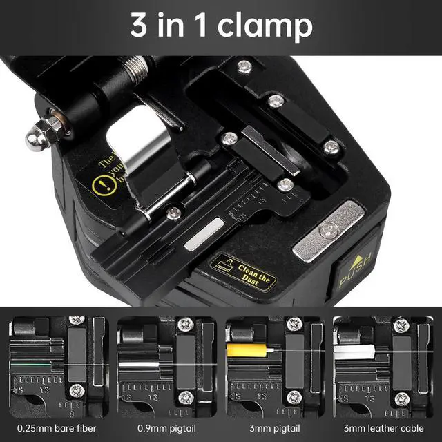 Alt view image 4 of 6 - A-6C Fiber Cleaver for 0.25mm, 0.9mm, 3.0mm Fiber Cable with16 Position Blades and 3 in 1 Fixture Automatic Rebound Slider Rail FTTH Tool