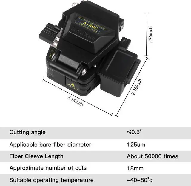 Alt view image 2 of 6 - A-60C Fiber Cleaver for 0.25mm, 0.9mm, 3.0mm Fiber Cable with16 Position Blades and 3 in 1 Fixture Automatic Rebound Slider Rail FTTH Tool