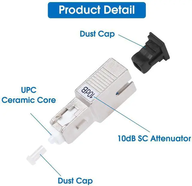 Alt view image 3 of 7 - 5 Pack SC/UPC Fiber Optic Attenuator 10dB, Fixed Single Mode Fiber Optic Attenuator, SC-UPC Male to Female