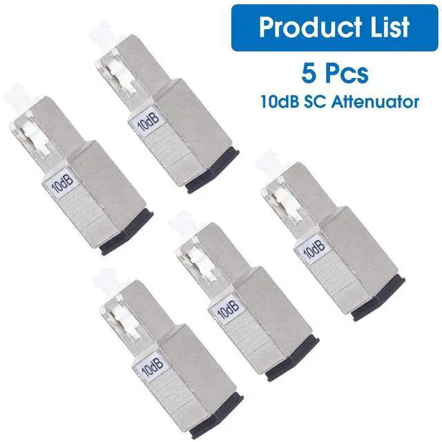 Alt view image 7 of 7 - 5 Pack SC/UPC Fiber Optic Attenuator 10dB, Fixed Single Mode Fiber Optic Attenuator, SC-UPC Male to Female