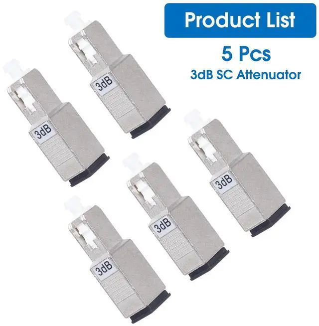 Alt view image 7 of 7 - 5 Pack SC/UPC Fiber Optic Attenuator 3dB, Fixed Single Mode Fiber Optic Attenuator, SC-UPC Male to Female