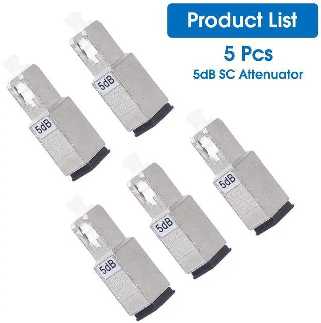 Alt view image 7 of 7 - 5 Pack SC/UPC Fiber Optic Attenuator 5dB, Fixed Single Mode Fiber Optic Attenuator, SC-UPC Male to Female