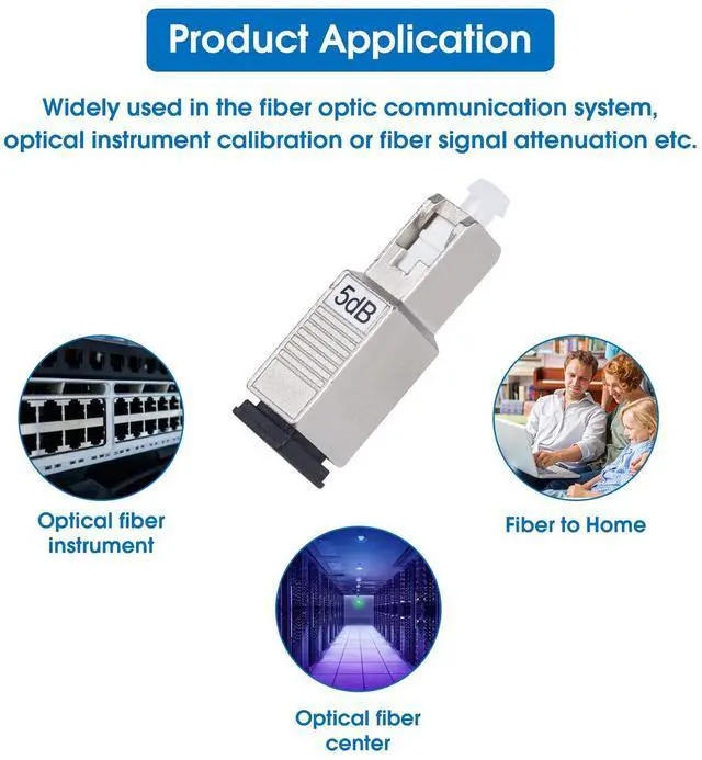 Alt view image 5 of 7 - 5 Pack SC/UPC Fiber Optic Attenuator 5dB, Fixed Single Mode Fiber Optic Attenuator, SC-UPC Male to Female