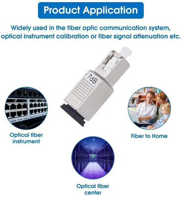 Alt view image 5 of 7 - 5 Pack SC/UPC Fiber Optic Attenuator 7dB, Fixed Single Mode Fiber Optic Attenuator, SC-UPC Male to Female