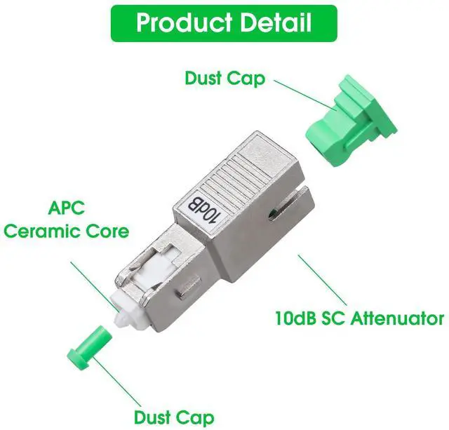 Alt view image 6 of 7 - 5 Pack SCAPC Fiber Optic Attenuator 10dB, Fixed Single Mode Fiber Optic Attenuator, SCAPC Male to Female