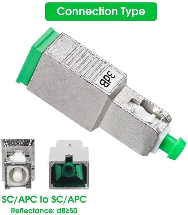 Alt view image 2 of 7 - 5 Pack SCAPC Fiber Optic Attenuator 3dB, Fixed Single Mode Fiber Optic Attenuator, SCAPC Male to Female