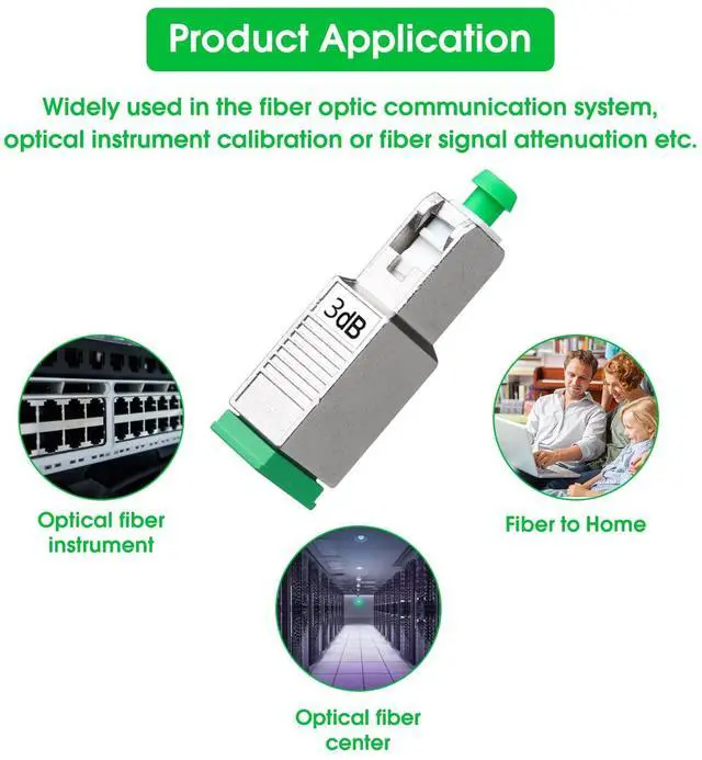 Alt view image 5 of 7 - 5 Pack SCAPC Fiber Optic Attenuator 3dB, Fixed Single Mode Fiber Optic Attenuator, SCAPC Male to Female