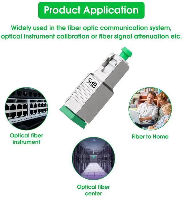 Alt view image 5 of 7 - 5 Pack SCAPC Fiber Optic Attenuator 5dB, Fixed Single Mode Fiber Optic Attenuator, SCAPC Male to Female