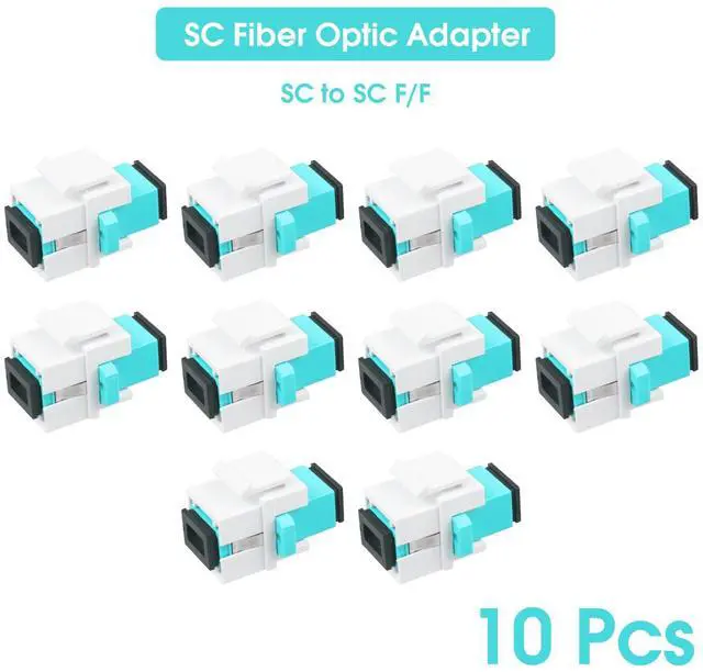 Alt view image 2 of 5 - 10-Pack SC/OM3 Fiber Optic Coupler Keystone Jack Modular for Patch Panels and Wall Plates Fiber Optic Cable Adapter SC Multimode