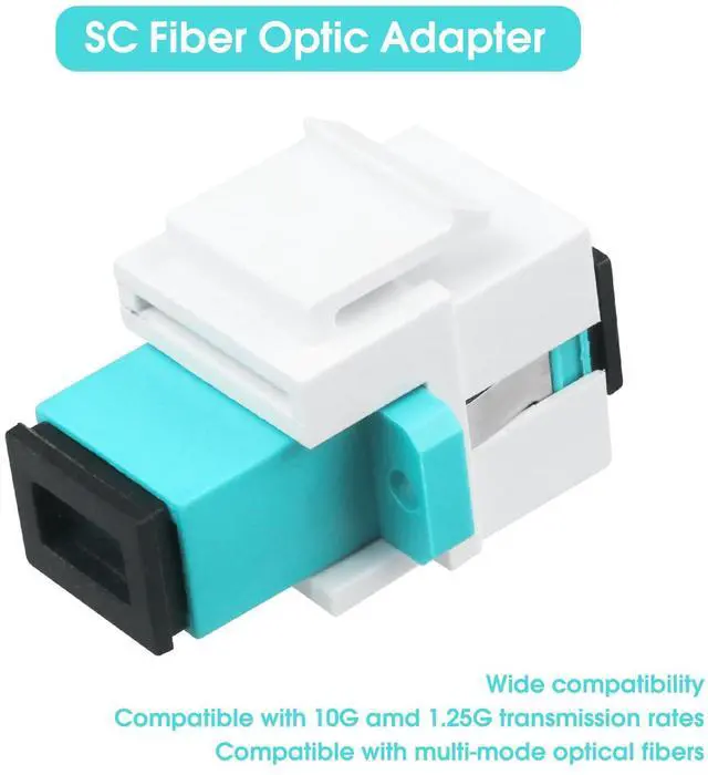 Alt view image 4 of 5 - 10-Pack SC/OM3 Fiber Optic Coupler Keystone Jack Modular for Patch Panels and Wall Plates Fiber Optic Cable Adapter SC Multimode