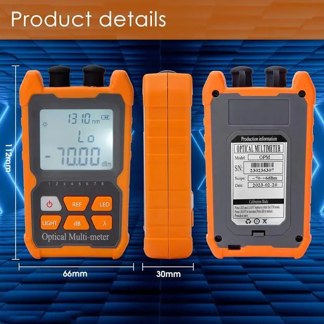 Alt view image 6 of 7 - Fiber Optic Tester Portable Fiber Light Power Meter FC/SC/ST Universal Interface -70~+6dBm Built-in 2mW Visual Fault Locator (OPM&VFL) with 1pc FC to LC Adapter