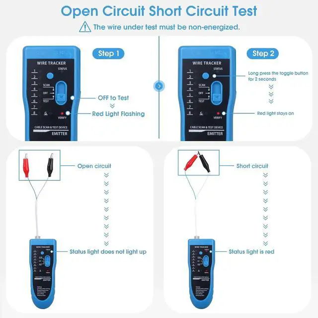Alt view image 4 of 7 - Network Cable Tester, Multifunction Wire Tester RJ45 RJ11 Cable Tracker for Cable Collation, Network Maintenance Collation, Telephone Line Test with Earphone Toolkit (Blue)