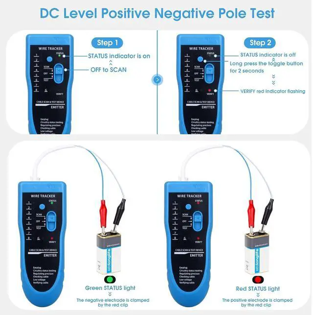 Alt view image 6 of 7 - Network Cable Tester, Multifunction Wire Tester RJ45 RJ11 Cable Tracker for Cable Collation, Network Maintenance Collation, Telephone Line Test with Earphone Toolkit (Blue)