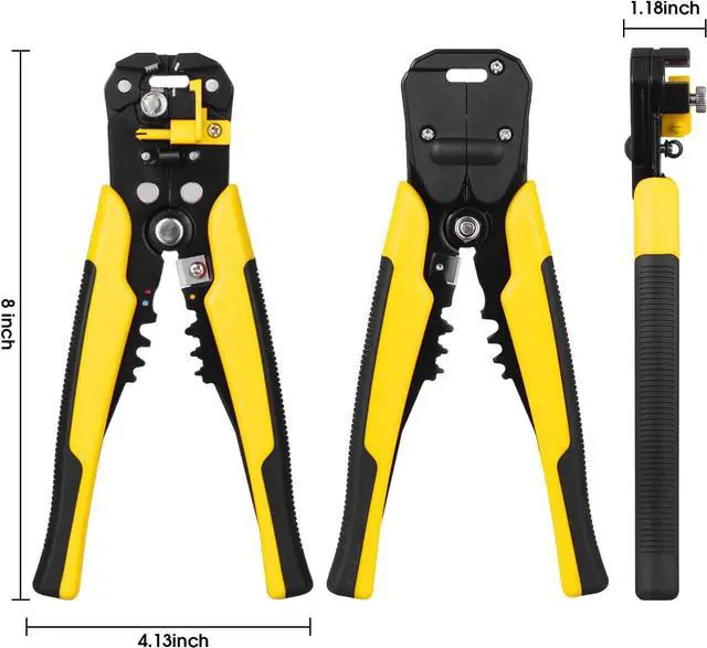 Alt view image 2 of 7 - Wire Stripper, Wire Cutter for Solid and Stranded AWG Wire, Self-adjusting 8-Inch Automatic Wire Stripper, Stripping 10-24 AWG (Yellow)