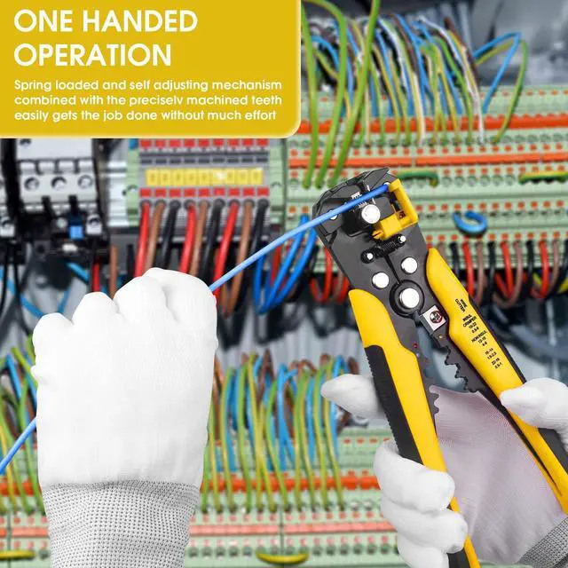 Alt view image 3 of 7 - Wire Stripper, Wire Cutter for Solid and Stranded AWG Wire, Self-adjusting 8-Inch Automatic Wire Stripper, Stripping 10-24 AWG (Yellow)