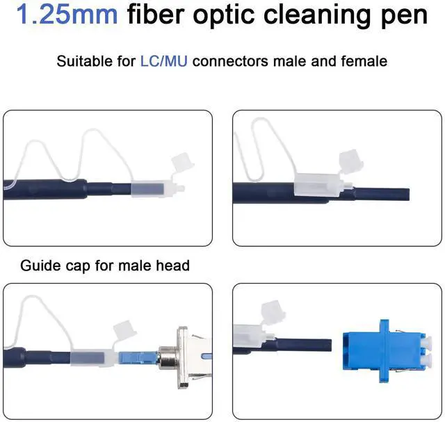 Alt view image 3 of 5 - 2-Pack Fiber Cleaner Fiber Optic Tools Cleaning Pen for 1.25 mm & 2.5mm SC/ST/FC/LC/MU Connector (1+1)