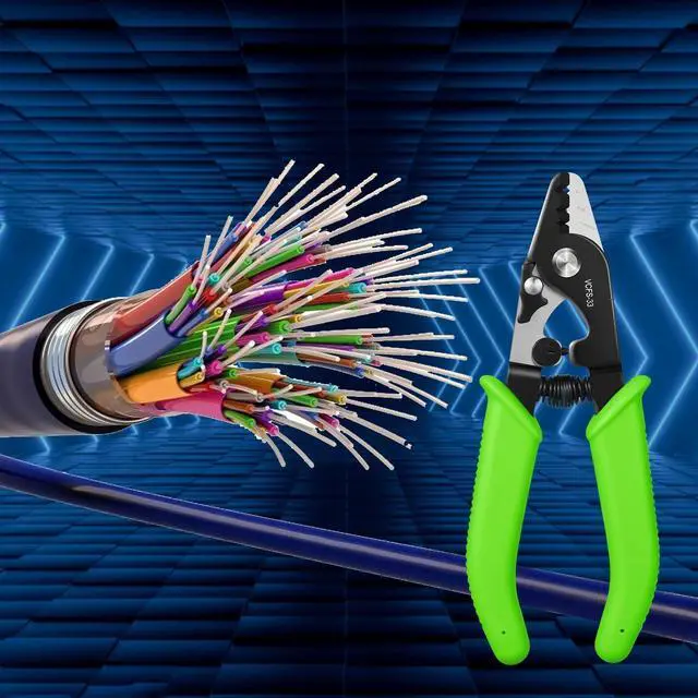 Alt view image 2 of 7 - VCFS-33 Fiber Optic Stripper 3 Port Hole Fiber Optic Stripping Tool with 6" handle - Hex Key Adjustable For Jacket, Buffer, and 125m-250m Coating Stripping(Green)