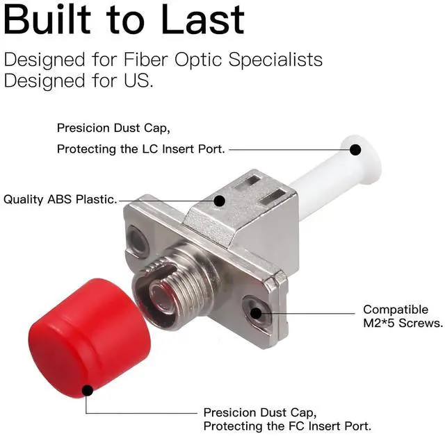 Alt view image 5 of 7 - 1 Pack FC to LC Female to Female Fiber Adapter Connectors Hybrid Simplex Multimode Singlemode Optical Adapter/Coupler
