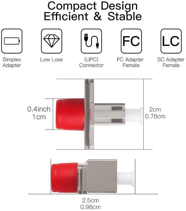 Alt view image 3 of 7 - 1 Pack FC to LC Female to Female Fiber Adapter Connectors Hybrid Simplex Multimode Singlemode Optical Adapter/Coupler