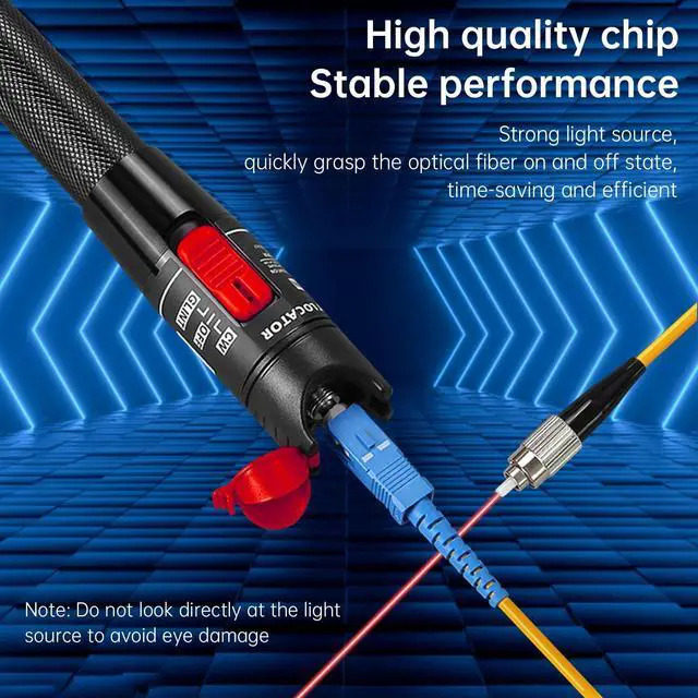 Alt view image 5 of 7 - 2 Pack Visual Fault Locator 50Km Fiber Tester VFL Tester Kit Including Fiber Optic Cable Tester with Single Mode 9/125um FC Male to LC Female Adapter(Red)