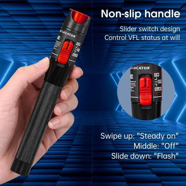 Alt view image 2 of 7 - 2 Pack Visual Fault Locator 50Km Fiber Tester VFL Tester Kit Including Fiber Optic Cable Tester with Single Mode 9/125um FC Male to LC Female Adapter(Red)