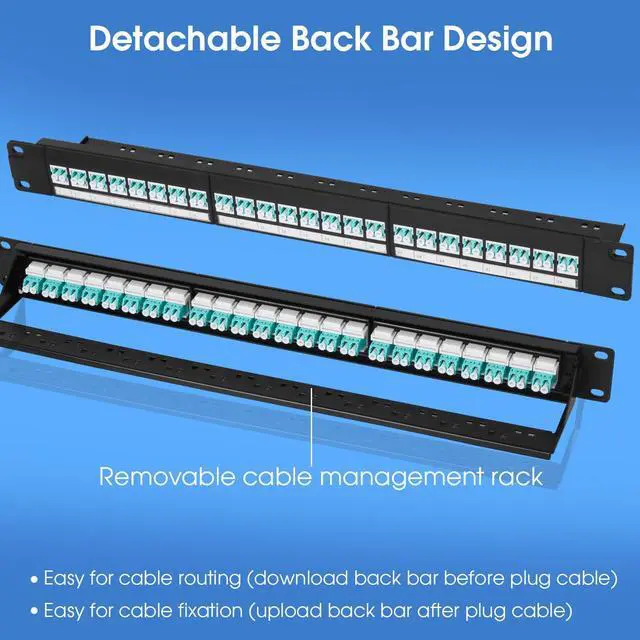 Alt view image 2 of 6 - 1U Rack-Mount Fiber Patch Panel with 24PC LC-OM3/OM4 Multimode Fiber Coupler Keystone Jack Modular (Included Rack Screws)