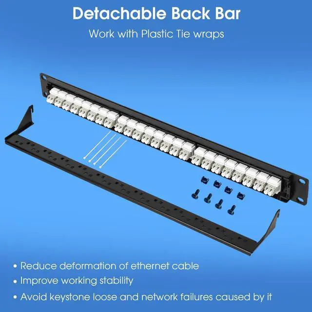 Alt view image 3 of 6 - 1U Rack-Mount Fiber Patch Panel with 24PC LC-OM1/OM2 Multimode Fiber Coupler Keystone Jack Modular (Included Rack Screws)