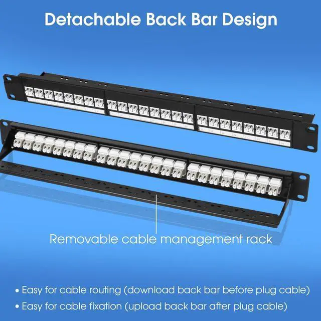 Alt view image 2 of 6 - 1U Rack-Mount Fiber Patch Panel with 24PC LC-OM1/OM2 Multimode Fiber Coupler Keystone Jack Modular (Included Rack Screws)