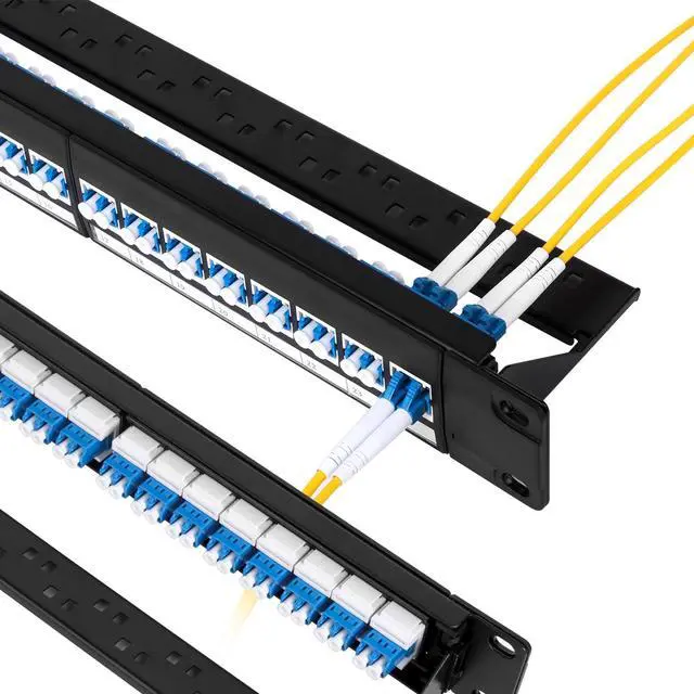 Main image of 1U Rack-Mount Fiber Patch Panel 48Port LC OS2 with LC-UPC Singlemode Fiber Coupler Keystone Jack Modular (Included Rack Screws)