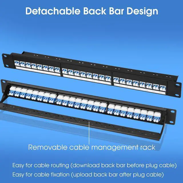 Alt view image 2 of 6 - 1U Rack-Mount Fiber Patch Panel 48Port LC OS2 with LC-UPC Singlemode Fiber Coupler Keystone Jack Modular (Included Rack Screws)
