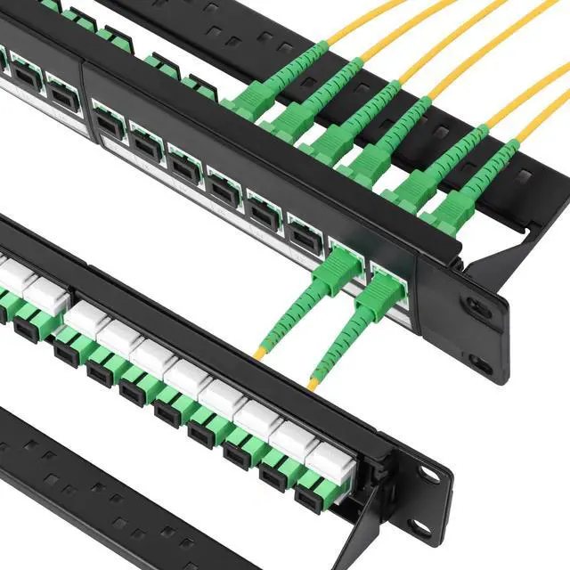 Alt view image 2 of 6 - 1U Rack-Mount Fiber Patch Panel with 24PC SCAPC OS1/OS2 Singlemode Fiber Coupler Keystone Jack Modular (Included Rack Screws)